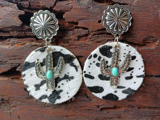 Speckled Cactus Concho Earrings