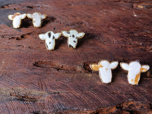 3-Pack Cowhide Stud Earrings