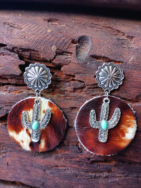 Rustwood Cactus Concho Earrings