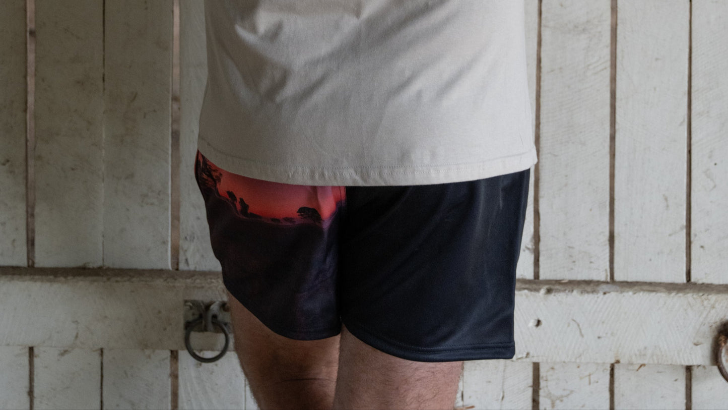 Men's Footy Shorts - Outback Sunset
