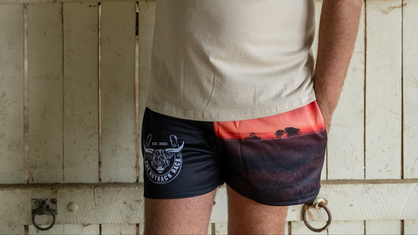 Men's Footy Shorts - Outback Sunset