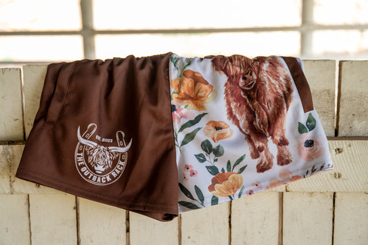 Women's Footy Shorts - Blossom Highland Cow