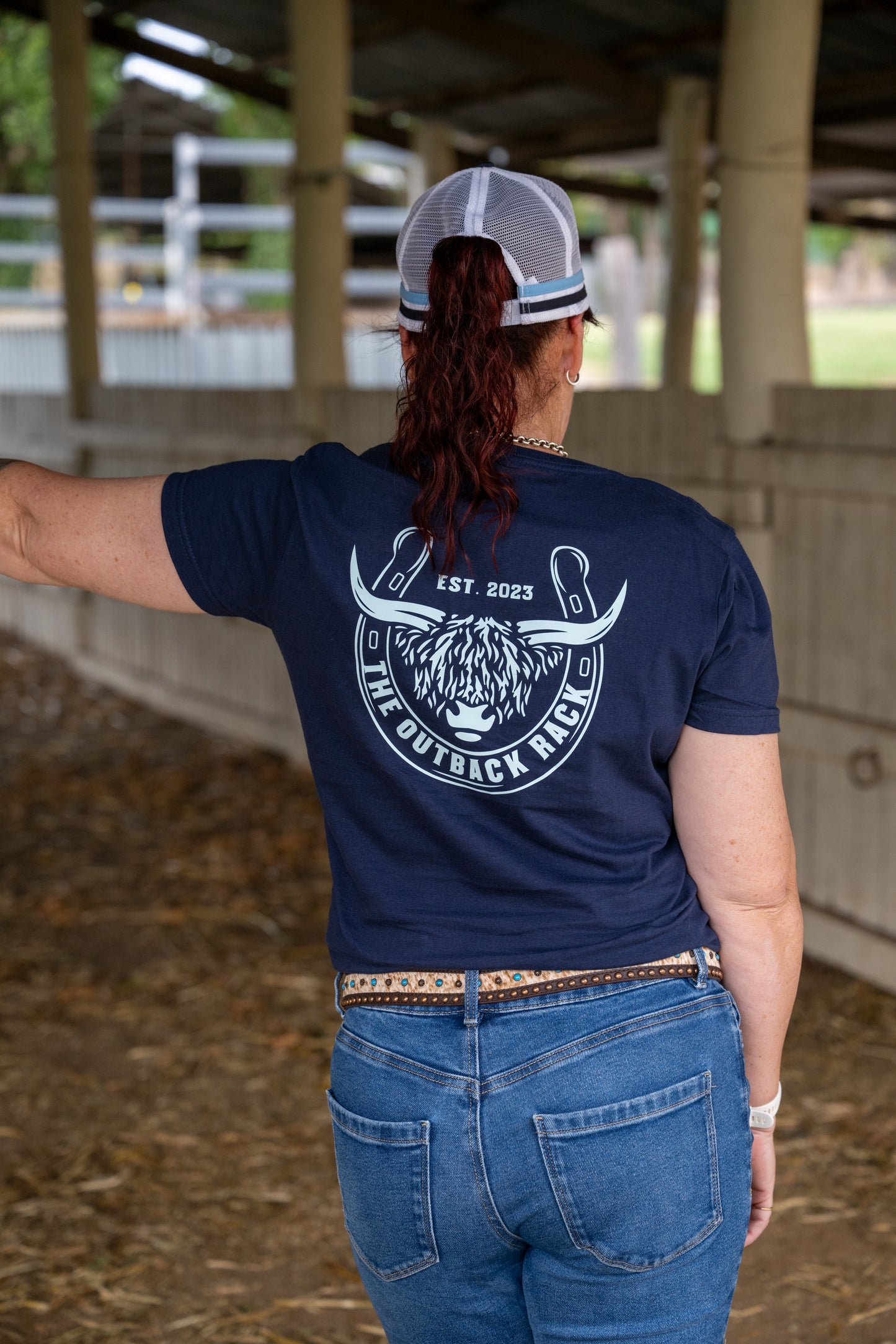 Women's Classic V-Neck T-Shirt - Navy/Pale Turquoise