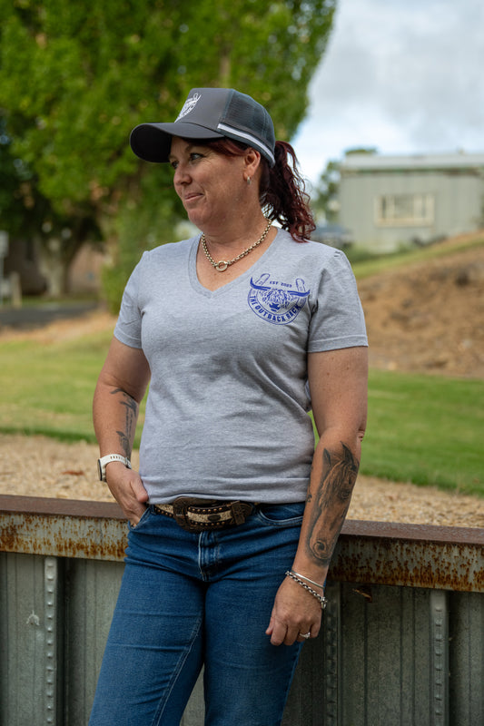 Women's Classic V-Neck T-Shirt - Grey/Blue