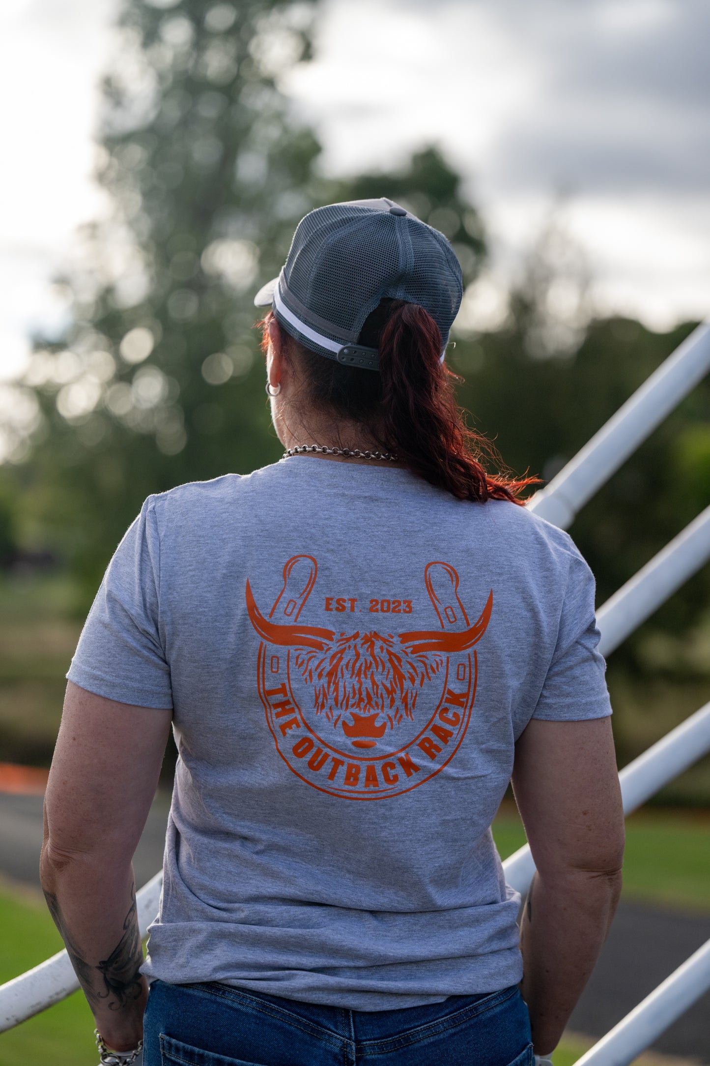 Women's Classic V-Neck T-Shirt - Grey/Orange